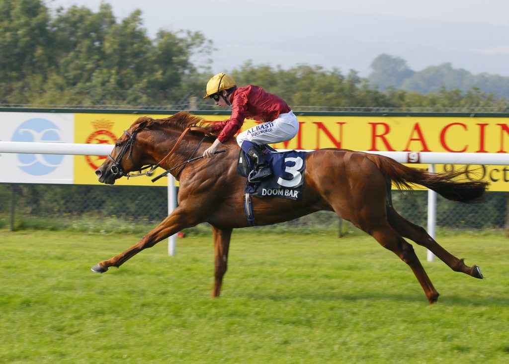 Lightning Spear winning at Goodwood Racecourse