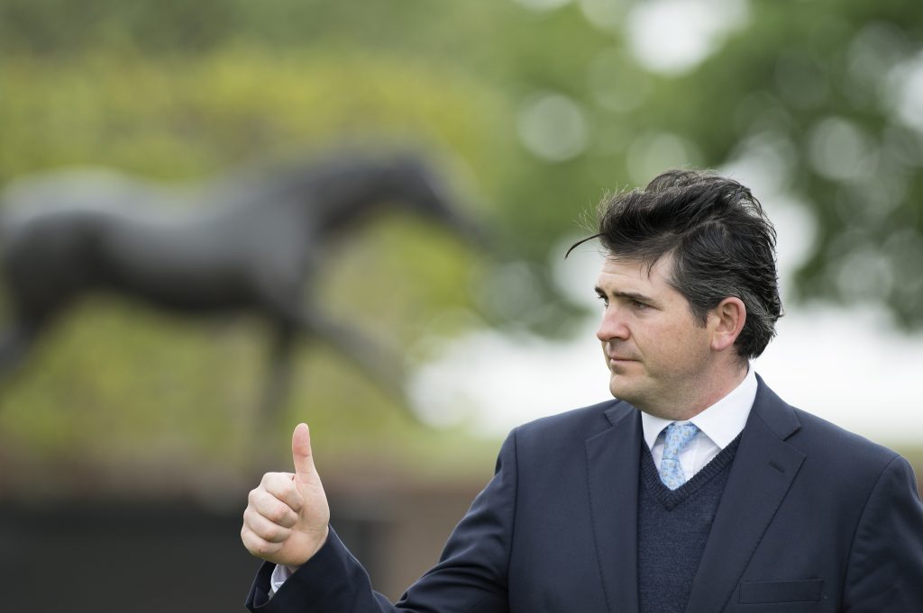 Hugo Palmer in celebratory mood