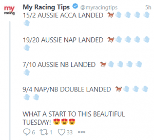 Australian Tips Winner tweet