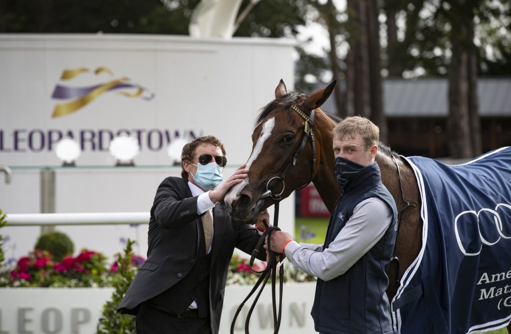 Champers Elysees and Colin Keane winning the Coolmore America 'Justify' Matron Stakes